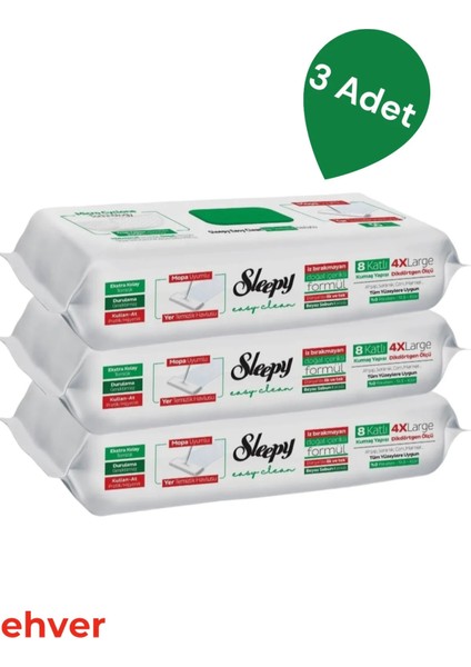 3'lü Easy Clean Beyaz Sabunu Katkılı Mopa Uyumlu Yer Temizlik Havlusu (150 Yaprak)