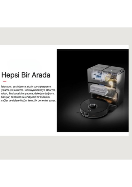 S8 Maxv Ultra Siyah Çöp Istasyonlu Akıllı Robot Süpürge fiyatları