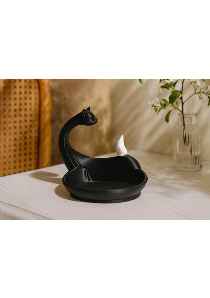 Siyah Kedi & Fare Dekoratif Tepsi – Modern Düzenleyici