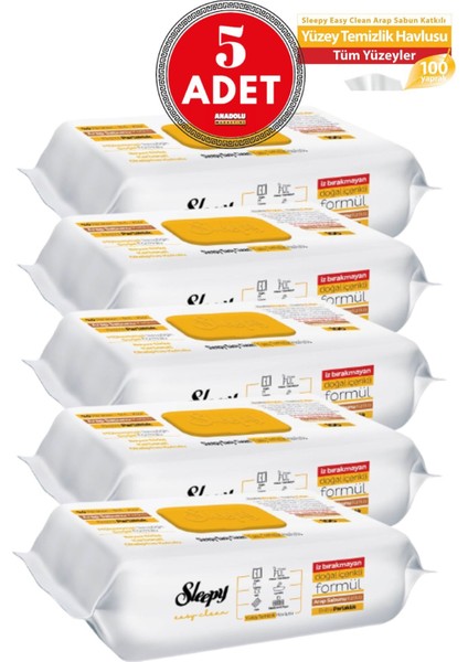 Easy Clean Yüz Temizleme Havlusu Arap Sabunu 100'LÜ x 5 Adet