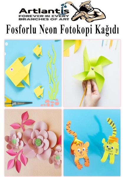 Fosforlu Neon Renkli A4 Fotokopi Kağıdı 50 Adet 1 Paket 21X29.7 cm Fosforlu 5 Renk Parlak Canlı Renkler Neon Fotokopi indirimleri