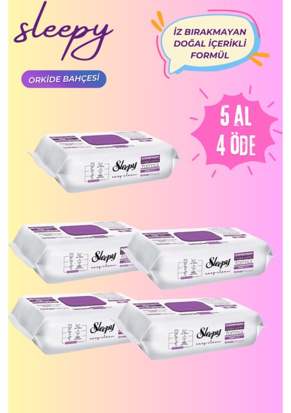 Easy Clean Orkide Bahçesi Yüzey Temizlik Havlusu Mendili - 100 Yaprak 5 Al 4 Öde