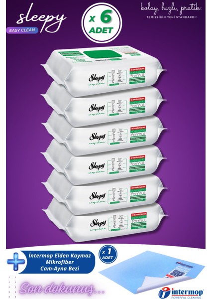 Easy Clean Beyaz Sabun Katkılı Yüzey Temizlik Havlusu 6X100 (600 Yaprak) Intermop Slim Cam Bezi