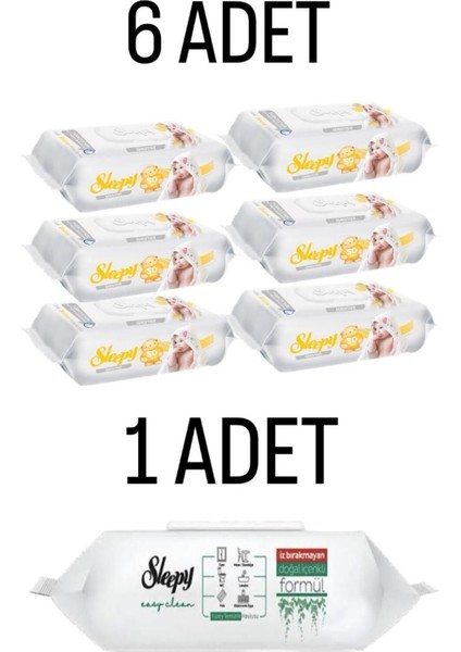 Sensitive Islak Havlu 6X90 Lı 540YAPRAK-SLEEPY Easy Clean 100 Lü Yüzey Havlusu 1 Adet