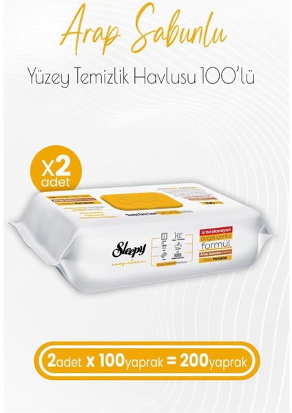 Easy Clean Arap Sabunu Katkılı Yüzey Temizlik Havlusu 2 x 100'LÜ 200 Yaprak