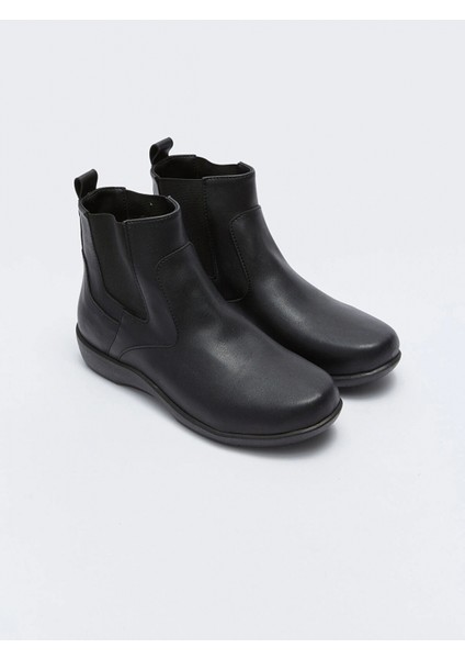 Lcw Steps Siyah Deri Görünümlü Bilek Boy Kadın Bot