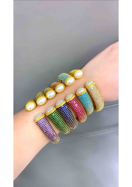 Gold Renk Zirkon Taşlı Helen Bileklik