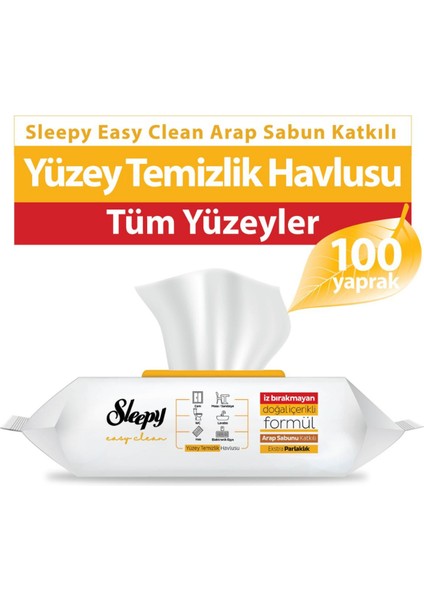 Easy Clean Arap Sabunu Katkılı Yüzey Temizlik Havlusu 200' Lü