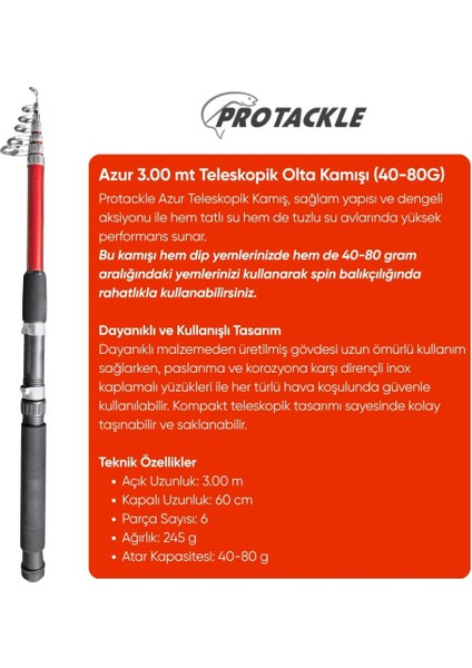 Olta Seti - 300CM Olta Kamışı 40-80GR / 4000'LIK Olta Makinesi (Xa-Kırmızı) - Taşıma Çantalı modelleri