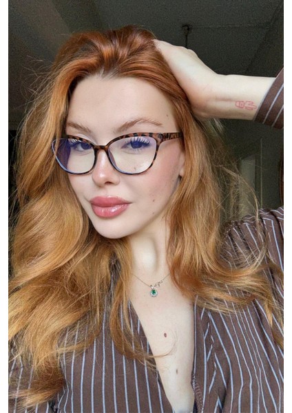 Pank Kadın Blue Block Gözlük Leopar