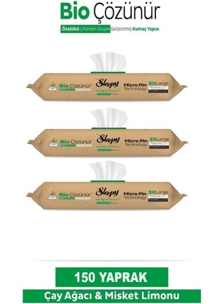 Easy Clean Bio Çözünür Çay Ağacı ve Misket Limonu Yüzey Temizlik Havlusu 3 Paket (150 Yaprak) fiyatları