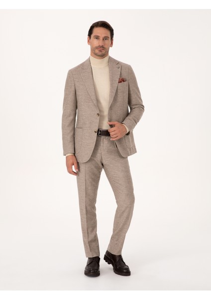 Erkek Bej Slim Fit Kumaş Pantolon 50313265-VR011