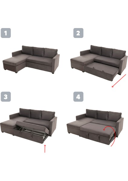 Kado Yataklı Köşe Koltuk Takımı - Soho Gri indirimleri