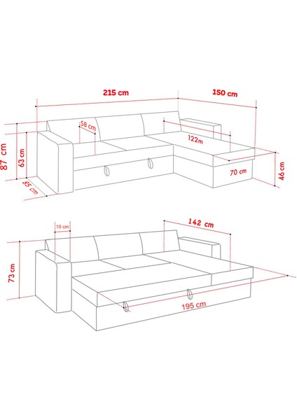 Kado Yataklı Köşe Koltuk Takımı - Soho Gri
