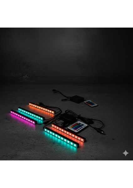 Citroen Xantia Uyumlu 12 LED Rgb Ayak Altı Aydınlatma – Kumandalı, Sese Duyarlı Araç Içi Işık Seti