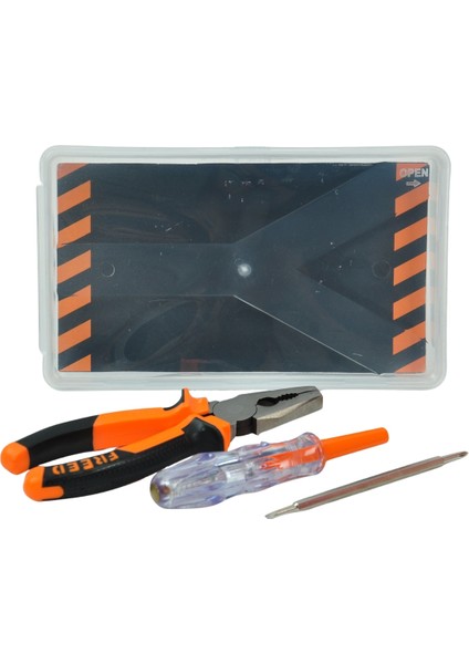 3 Parça Pense Tornavida Kontrol Kalemi Seti - 180MM Pense + Yıldız ve Düz Uçlu Kontrol Kalemi