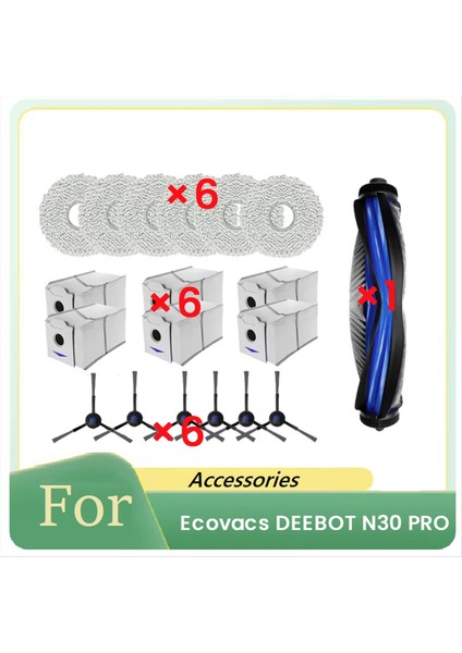 N30 Pro Süpürge Robotu Aksesuarları Temizleyici Parçaları Yedek Ana Yan Fırça Paspas Filtresi Için 19 Adet (Yurt Dışından)