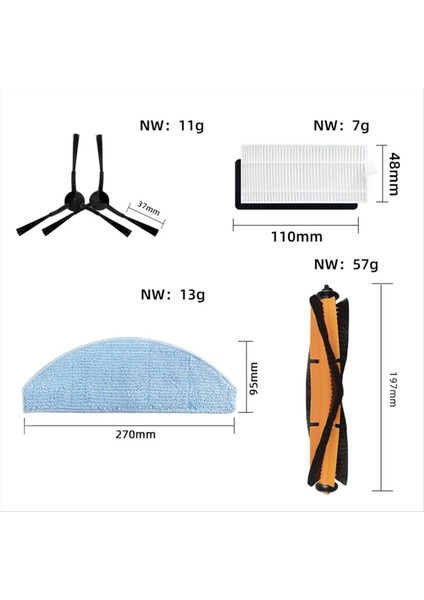 M200 Robot Süpürge Yedek Parça Aksesuarları Ana Yan Fırça Filtre Paspas Bezi Bez Toz Torbası (Yurt Dışından) fiyatları