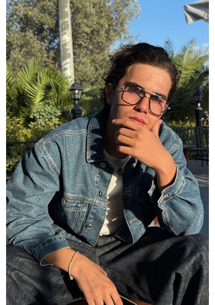 Françesko Erkek Blue Block Gözlük Siyah-Silver