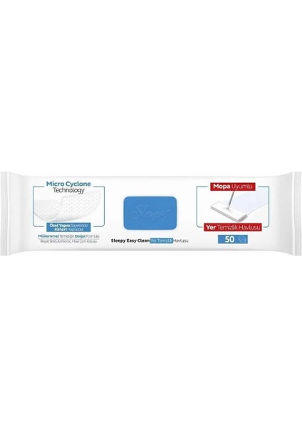 Easy Clean Çamaşır Suyu Katkılı Mopa Uyumlu Yer Temizlik Havlusu 50 Yaprak + Mop Aparatı + Slim Bez fırsatları