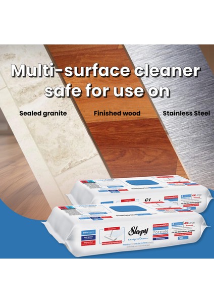 Easy Clean Mop Wipes | Bleach & Blue Pine | 4x Large | 8-Layer | 100 Sheets | 50X2 Pack fiyatları
