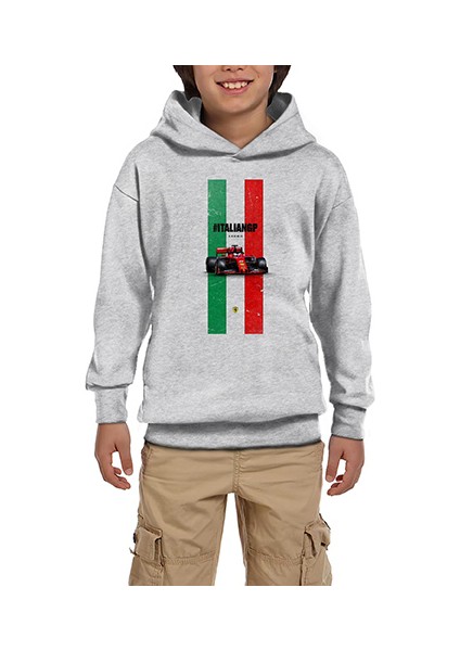 F1 Italian Gp Gri Çocuk Kapşonlu Sweatshirt