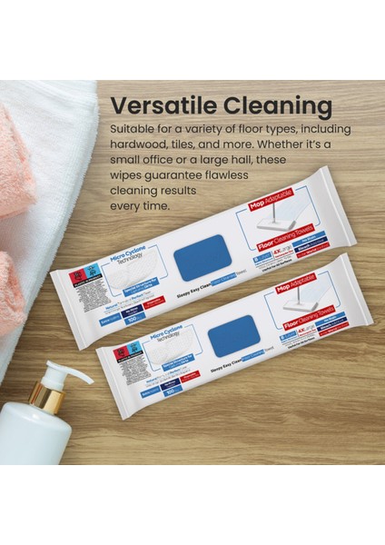 Easy Clean Mop Wipes | Bleach & Blue Pine | 4x Large | 8-Layer | 100 Sheets | 50X2 Pack fırsatları