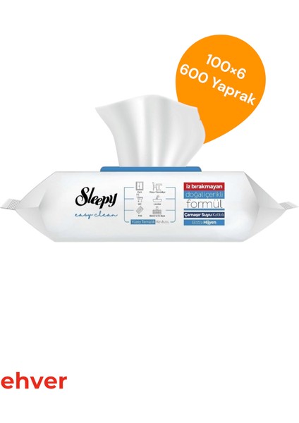 6'lı Easy Clean Çamaşır Suyu Katkılı Yüzey Temizlik Havlusu (600 Yaprak)