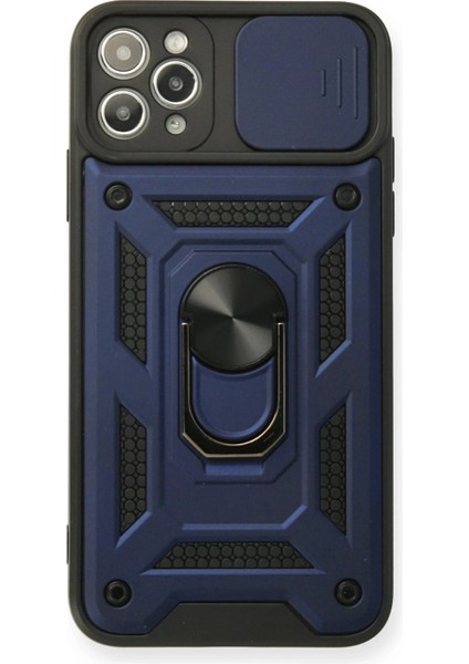 iPhone 11 Pro Max Kılıf Pars Lens Yüzüklü Silikon - Lacivert