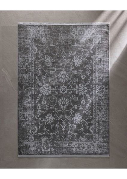 Aubane Iplik Boyalı Kadife Halı - Koyu Gri - 160X230 cm