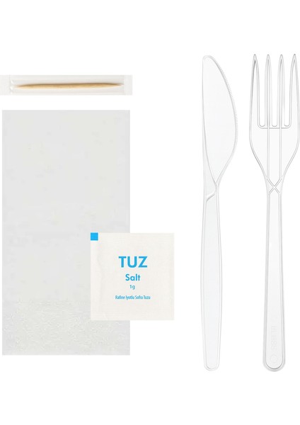 5li Lüks Yemek Seti Şeffaf (Ymkset-03) - 50 Adet