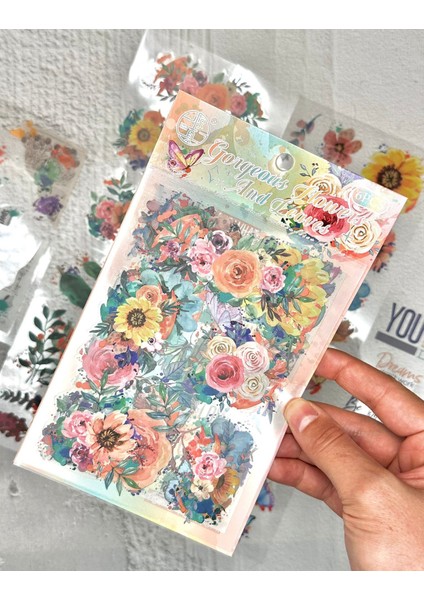 Renkli Bahar Çiçekleri Sticker Seti 6 Yaprak Sticker Setetiketçıkartmabullet Journal