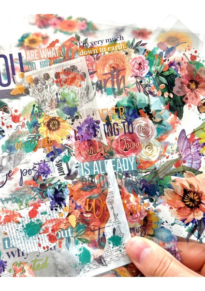 Renkli Bahar Çiçekleri Sticker Seti 6 Yaprak Sticker Setetiketçıkartmabullet Journal fırsatları