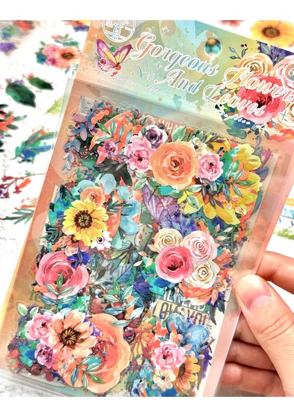 Renkli Bahar Çiçekleri Sticker Seti 6 Yaprak Sticker Setetiketçıkartmabullet Journal indirimleri