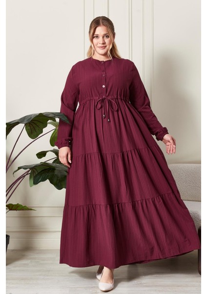 Kadın Büyük Beden Gofre Kumaş Elbise fırsatları