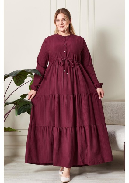 Kadın Büyük Beden Gofre Kumaş Elbise indirimleri
