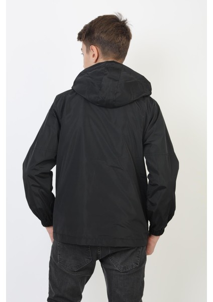 Erkek Çocuk Kapüşonlu Cepli Astarlı Mevsimlik Yağmurluk