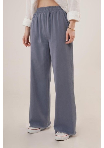 Bel Lastikli Paça Detaylı Cepli Indigo Pantolon fiyatları