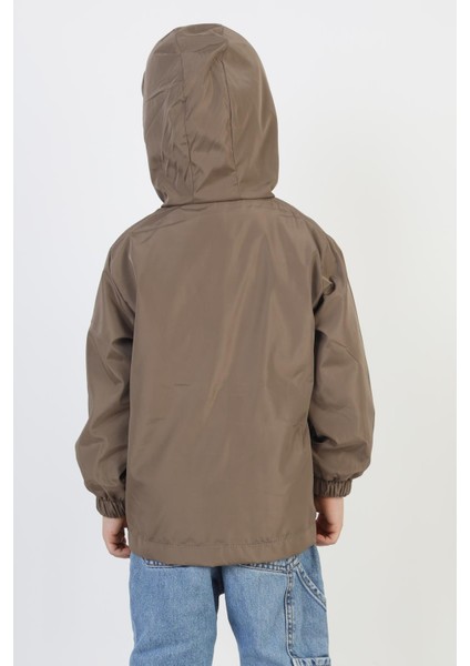 Erkek Çocuk Kapüşonlu Cepli Astarlı Mevsimlik Yağmurluk