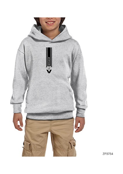 Renault Vertical Gri Çocuk Kapşonlu Sweatshirt