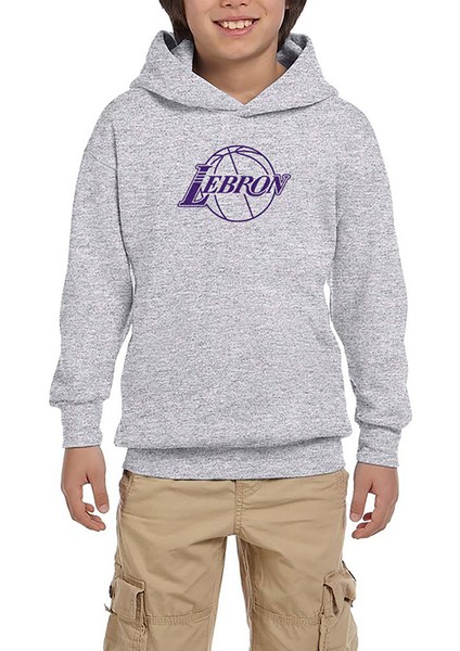 Lebron J. Gri Çocuk Kapşonlu Sweatshirt