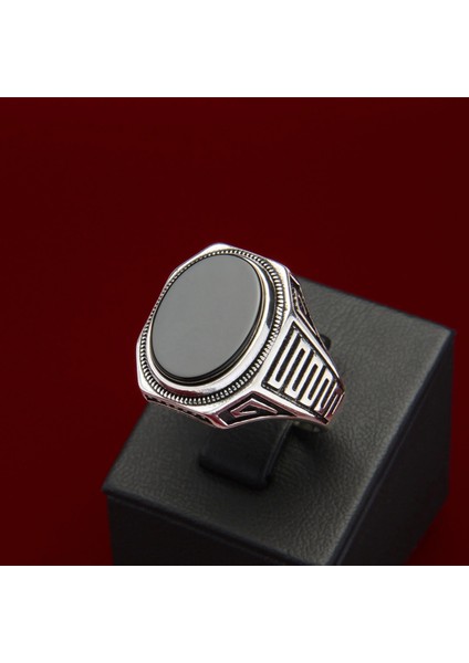 713 Siyah Zirkon Gümüş Yüzük modelleri