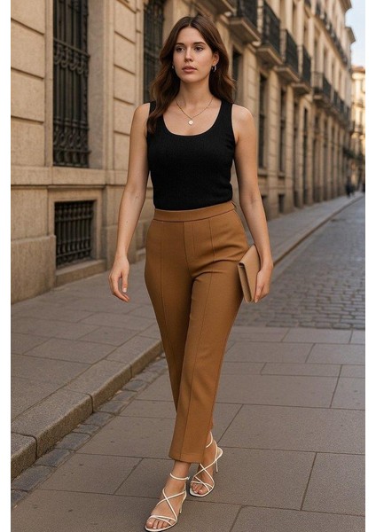 Kadın Yüksek Bel Ithal Krep Pantolon fiyatları