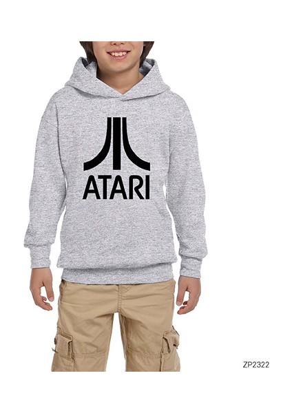 Atari Logo Gri Çocuk Kapşonlu Sweatshirt