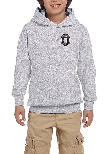 Call Of Black Ops Skull Gri Çocuk Kapşonlu Sweatshirt
