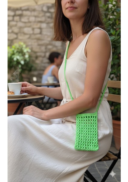 El Yapımı Yeşil Örgü Telefon Çantası, Handmade Tasarım Çanta-El Örgüsü Kadın Mini Çanta 18*10 fiyatları