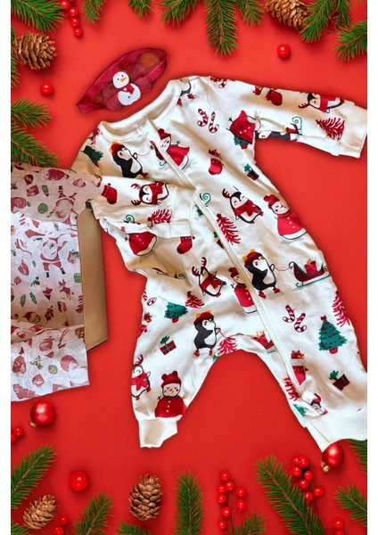 0–3 Ay Bebek Yılbaşı Tulum ve saç bandı Seti-Kız bebek Yeniyıl zıbın-Noel temalı zıbın fiyatları