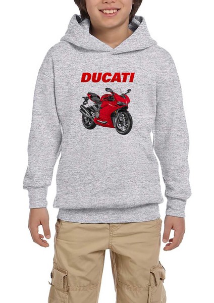 Ducati 959 Gri Çocuk Kapşonlu Sweatshirt