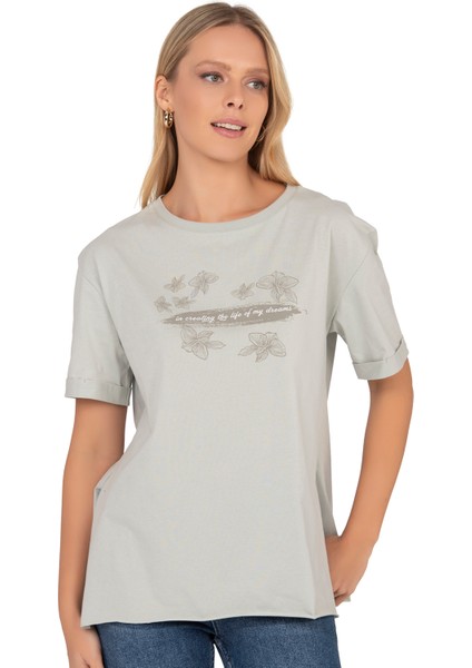 Özkan 27599 Kadın %100 Pamuklu Likrasız Süprem Penye Kumaş Bisiklet Yaka Kısa Kollu T-Shirt fırsatları