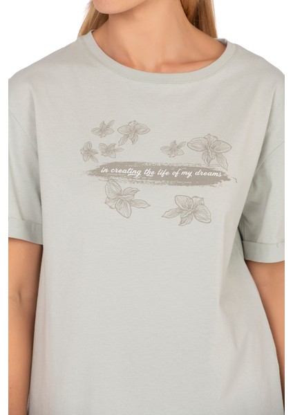 Özkan 27599 Kadın %100 Pamuklu Likrasız Süprem Penye Kumaş Bisiklet Yaka Kısa Kollu T-Shirt indirimleri